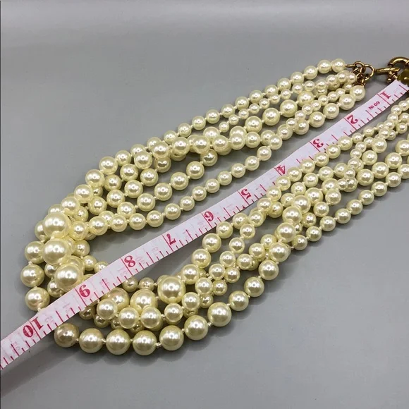 J.crew multi strand layered faux pearl statement necklace dressy. - Picture 4 of 6